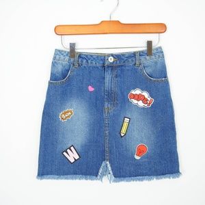 ❤️3/$29 Missguided Denim Skirt Patches A-Line